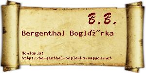 Bergenthal Boglárka névjegykártya